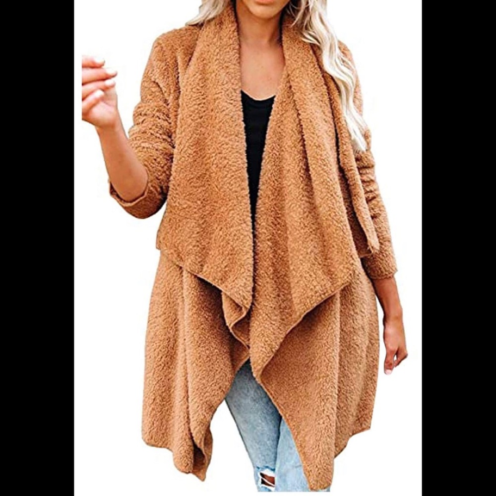 Camel Shearling Fur Jacket Coat